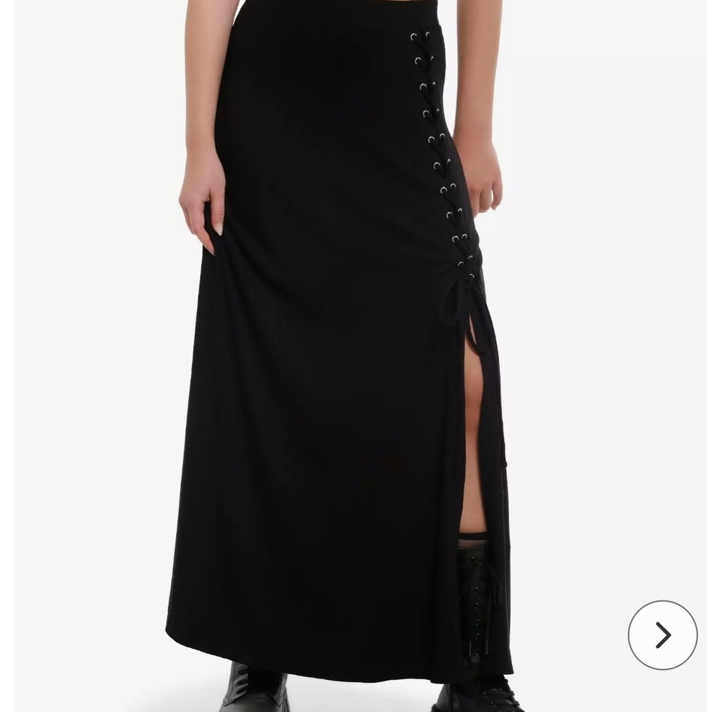 Elegant Black Lace-Up Maxi Skirt